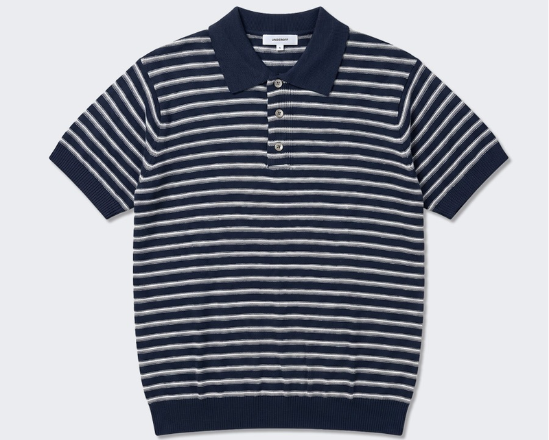 Stripe Crop Half Knit Navy