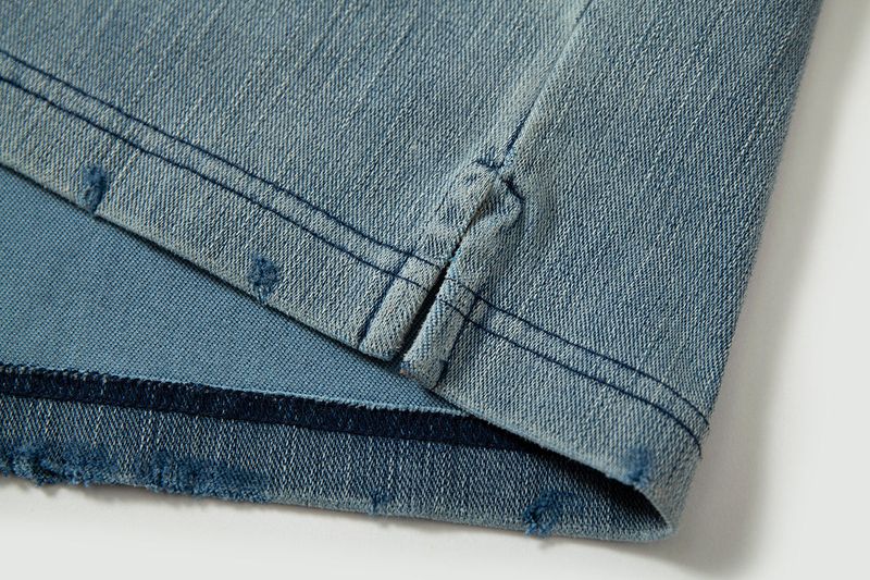 WASHED KNIT DENIM LONG SHIRT