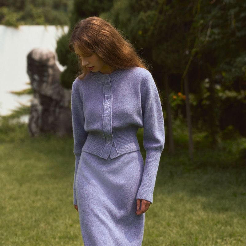 ALPACA SLIM CARDIGAN - LAVENDER GREY