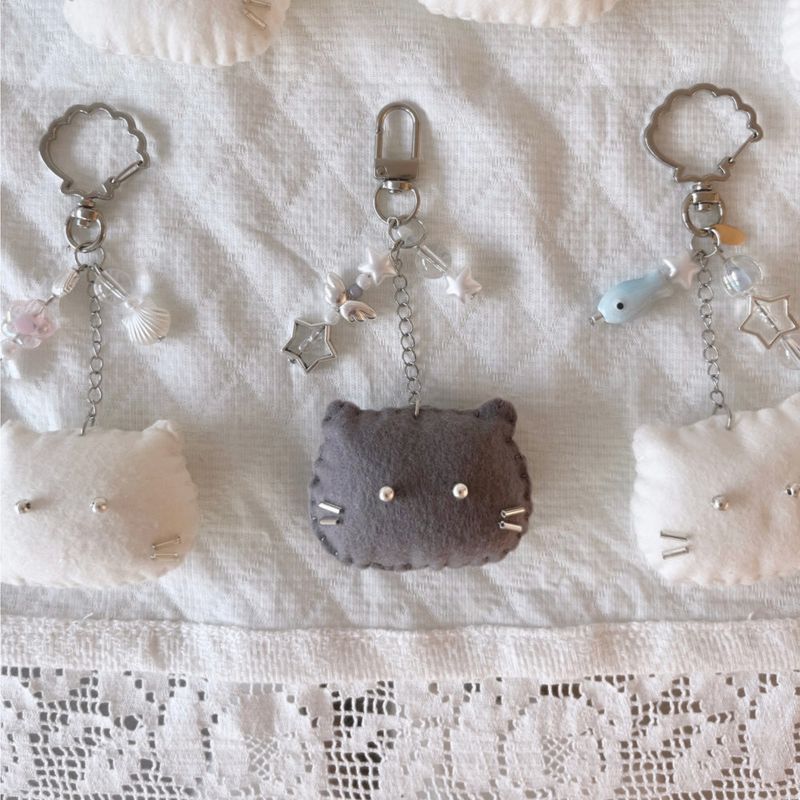 [soft keyring] silver cat (grey)