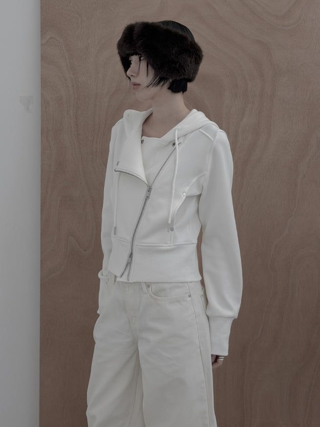 mnem（ムネム）の「Moel Ribbed Rider Hood Zip-Up（Tops）」