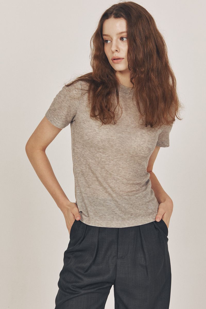 wool blended Half top_grey