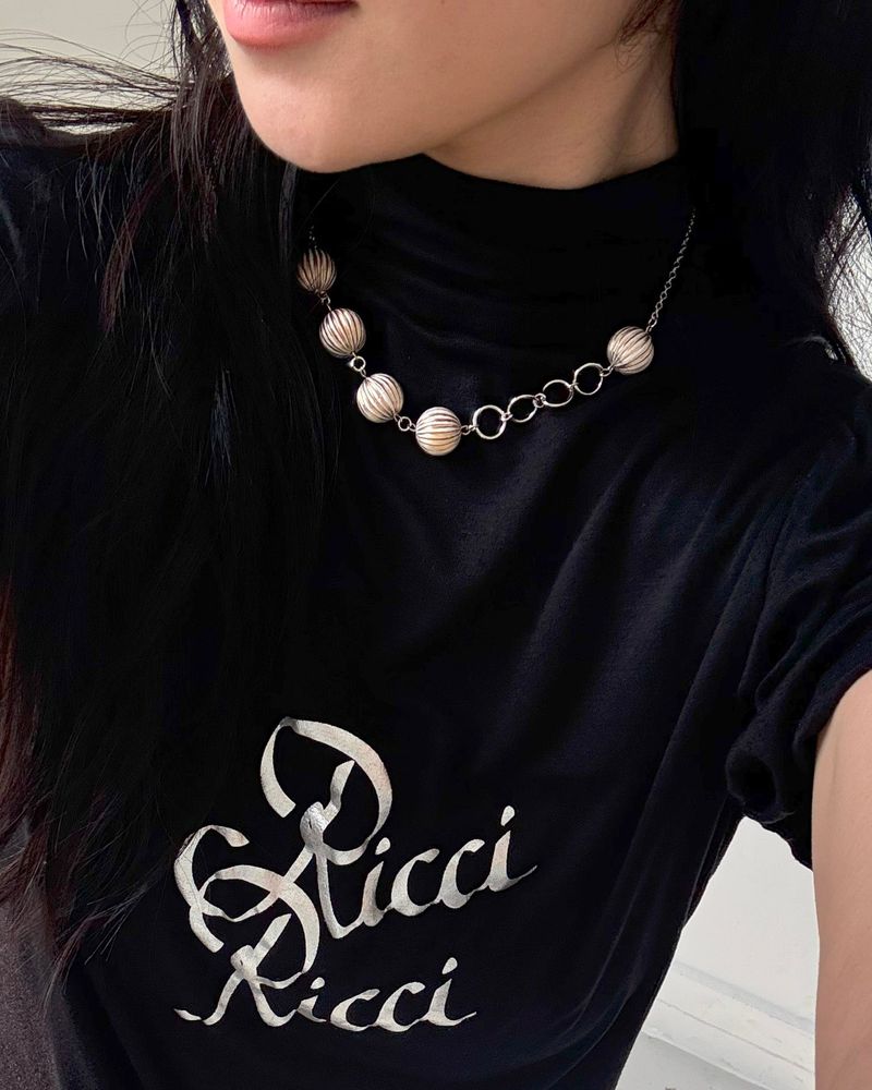 [MADE] Stripe Ball Necklace (silver)