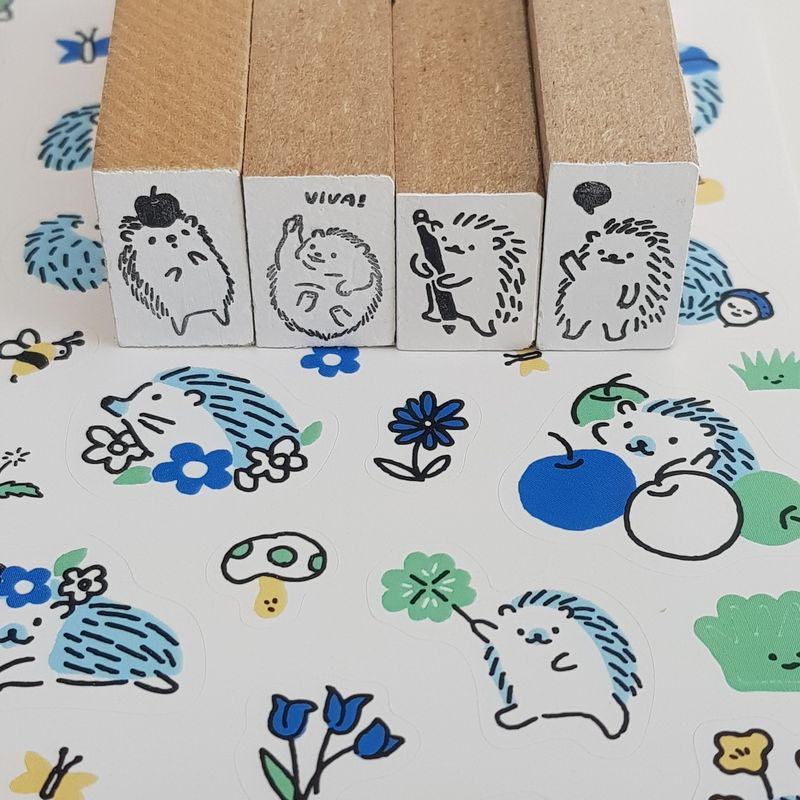 [Woodstamp] 4 types of hedgehogs