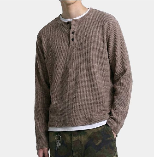 UNDEROFF（アンダーオフ）の「Waffle Crop Henley Neck T-shirt Ash Beige（Tops）」