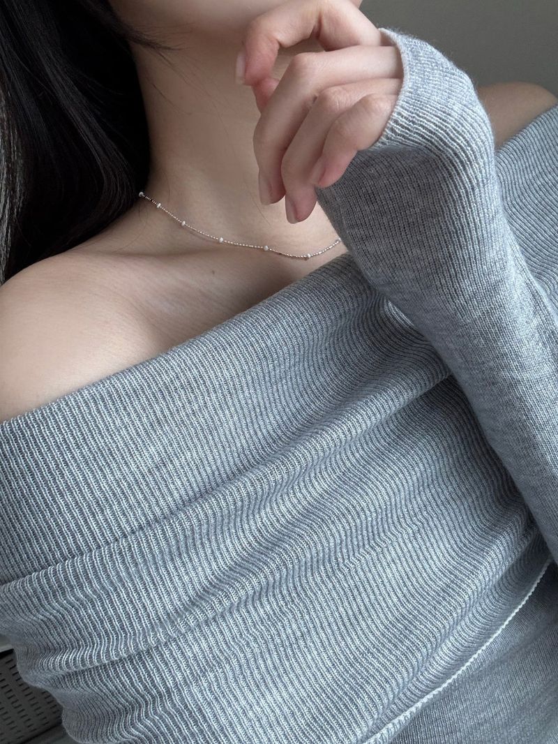 [silver 925] silver white bead necklace