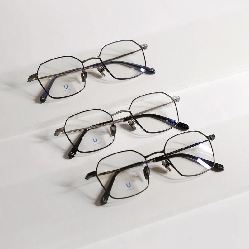 Knouun Square titanium glasses CODE. 101. B Gray