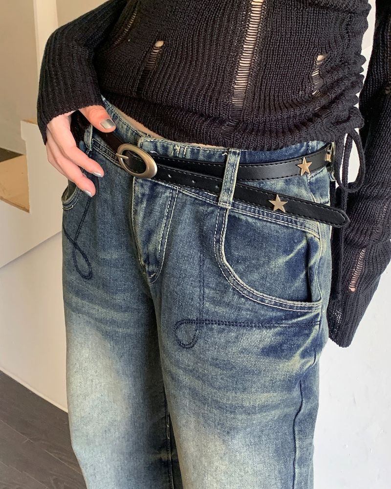 Merni Metal Star Leather Belt