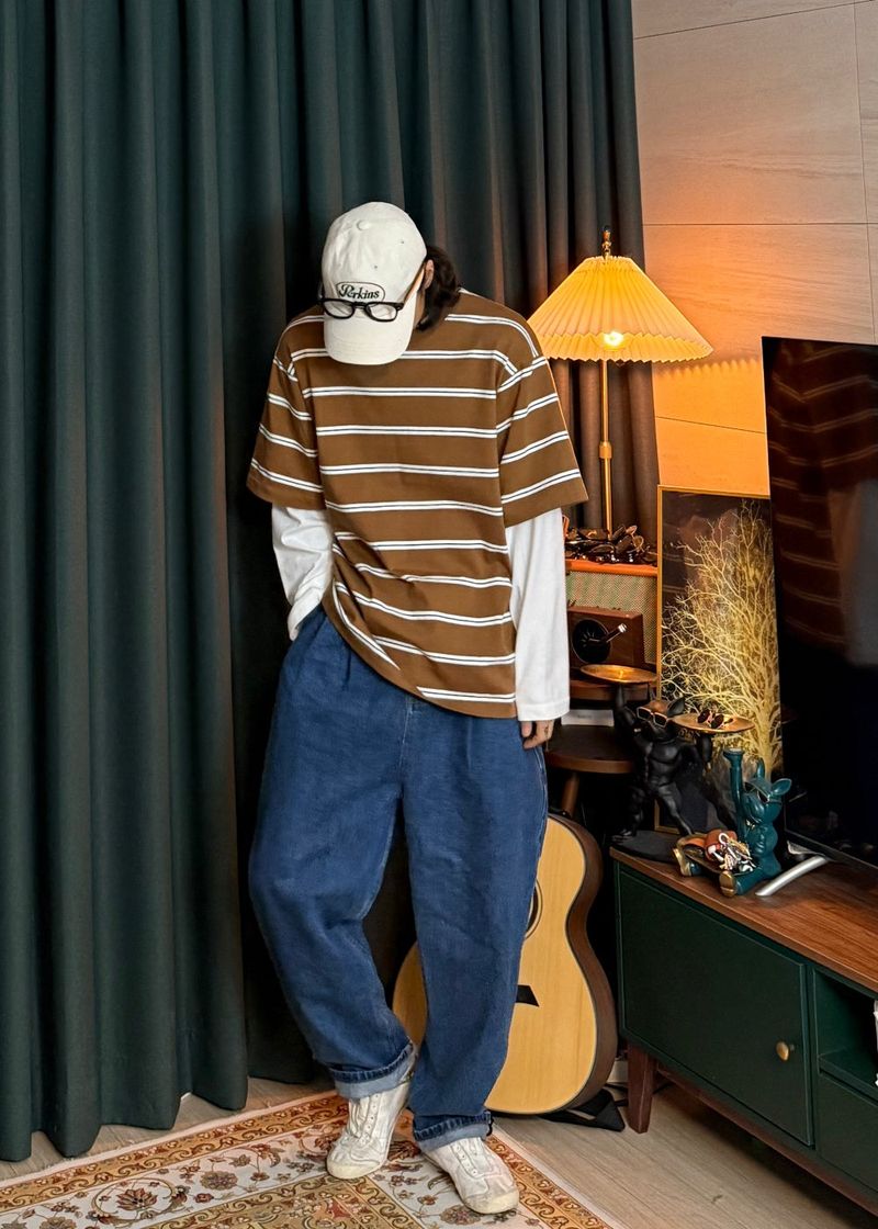 Striped Layered Long-Sleeve 2COLOR