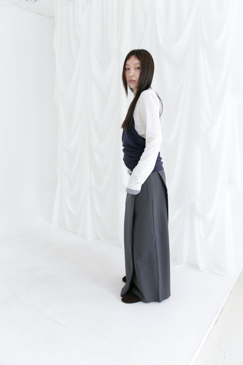 modern wrap lip-pocket skirt(2colors)