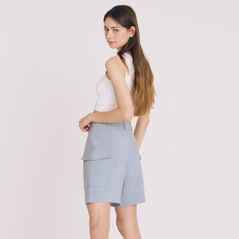 CARGO PINTUCK HALF PANTS (SKYBLUE)
