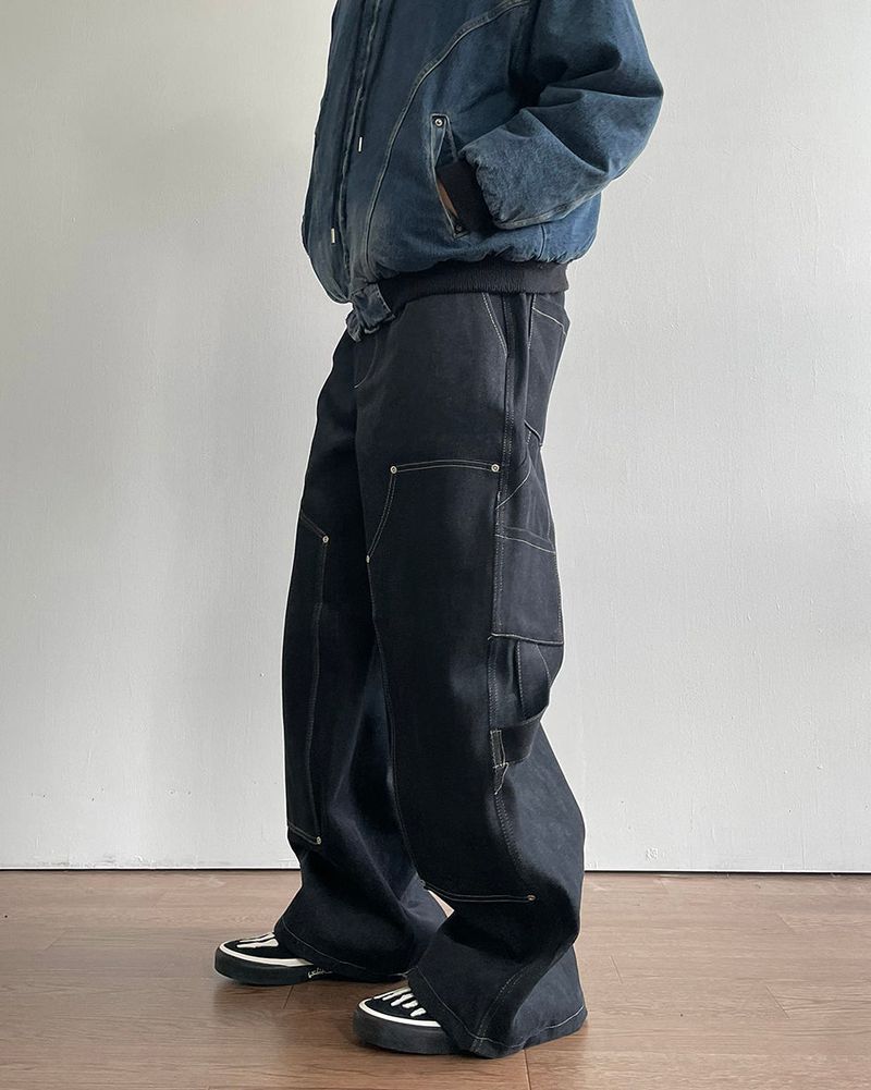 Road napping denim pants