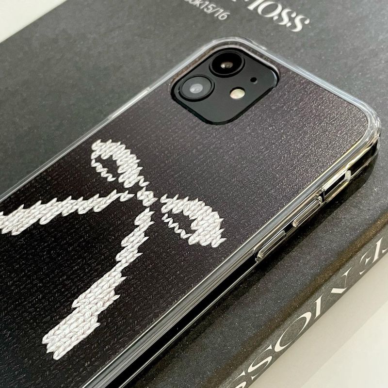 RIBBON KNIT HARD JELL CASE _BLACK