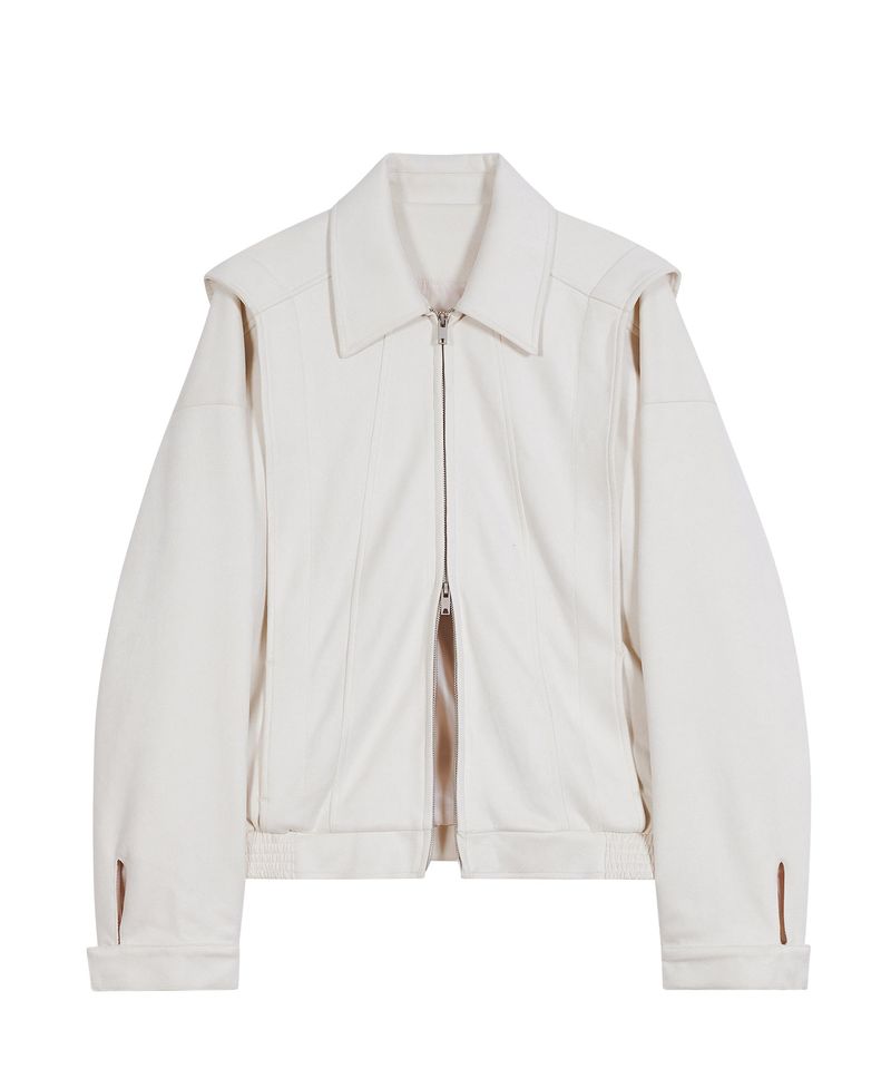 87-STAN029 [Vegan Suede] Multi-placket Suede Jacket Ivory