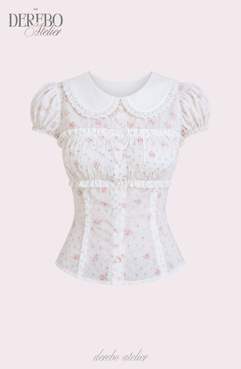 Peter Pan Floral Short-Sleeve Blouse