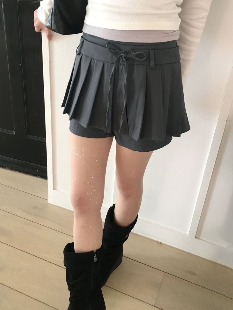 Wicca two-way ribbon pants pleated mini skirt
