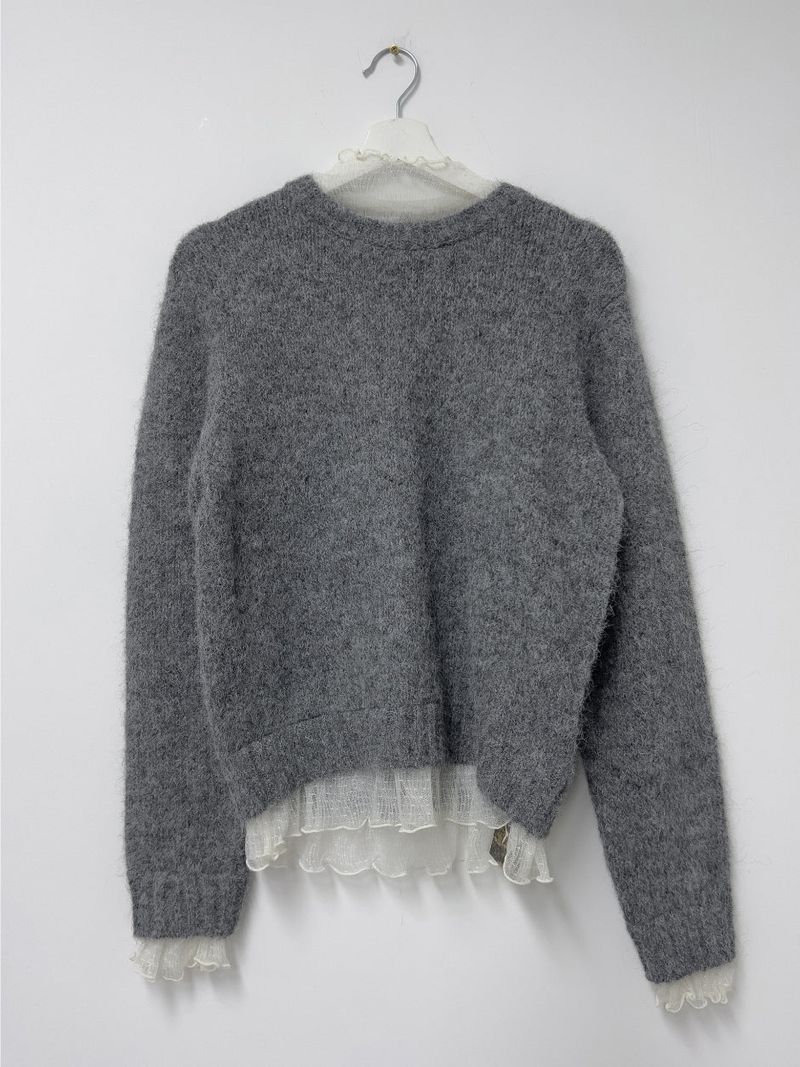 Frilled See-Through Layered Knit