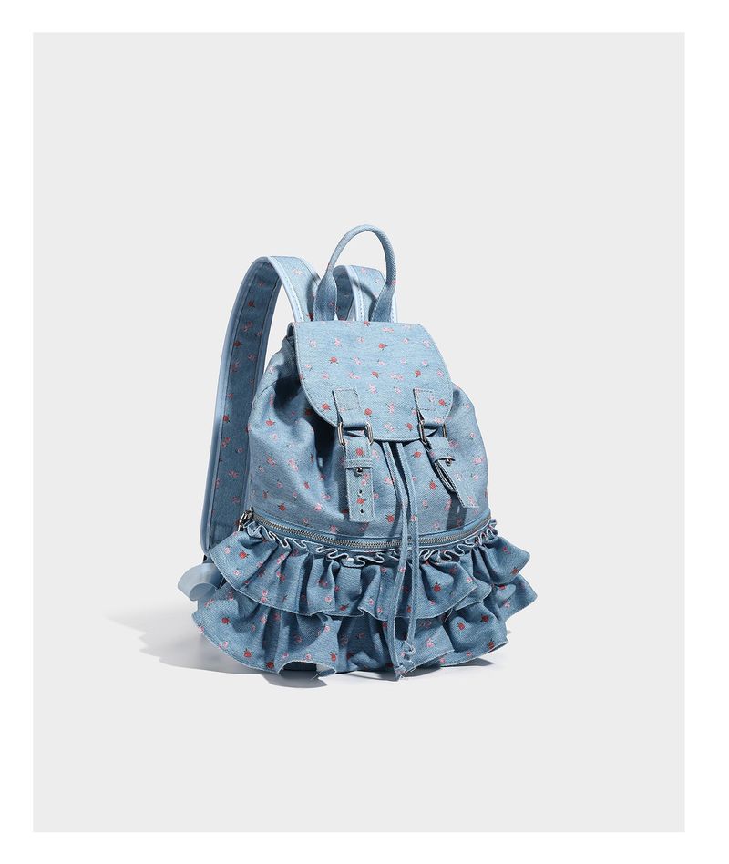 French Dot Lace Backpack - Large Capacity Schoolbag & Picnic Backpack