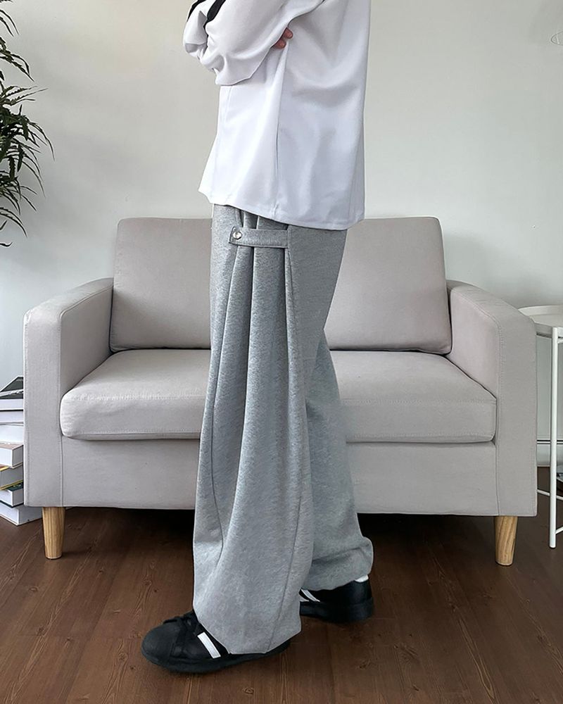 Side Snap Wide Sweatpants