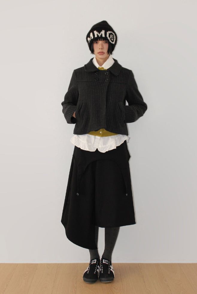 (WOOL) D-RING UNBALANCE SKIRT