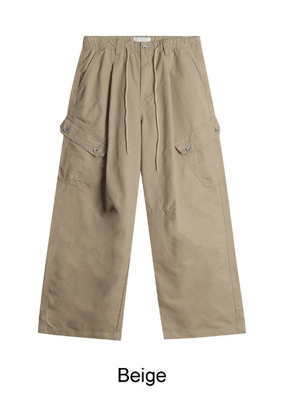 Defun diagonal cargo cotton pants
