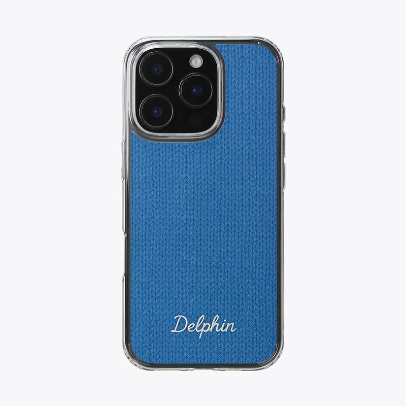 EMBROIDERY KNIT HARD JELL CASE _ BLUE