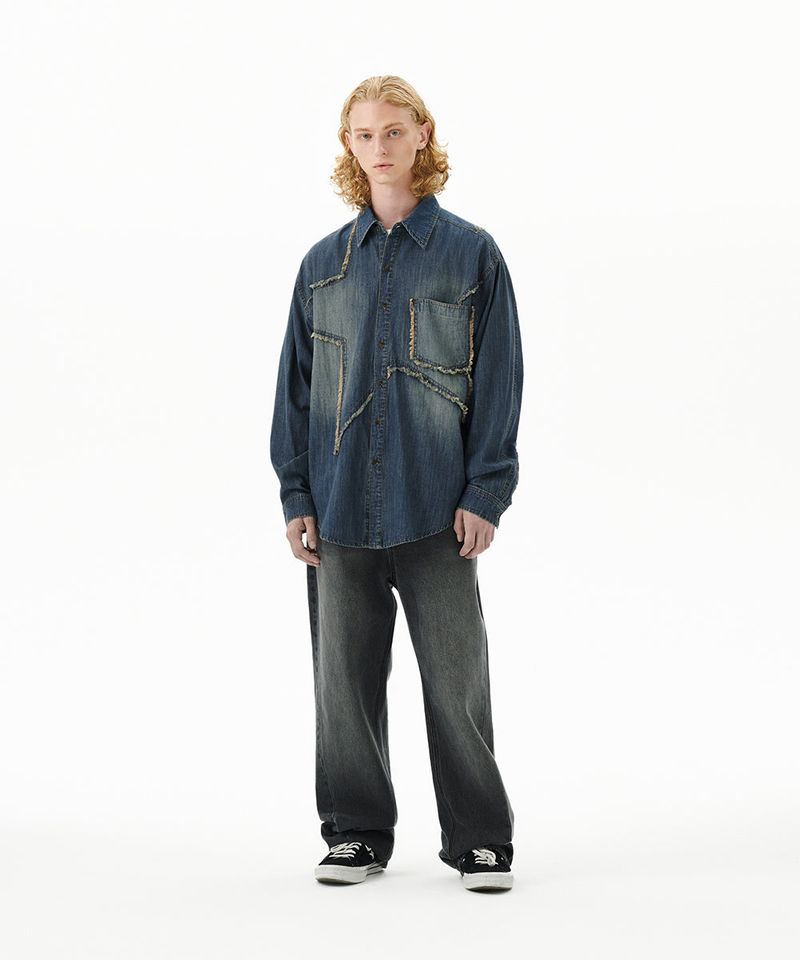 STAR RAW CUT DENIM SHIRT