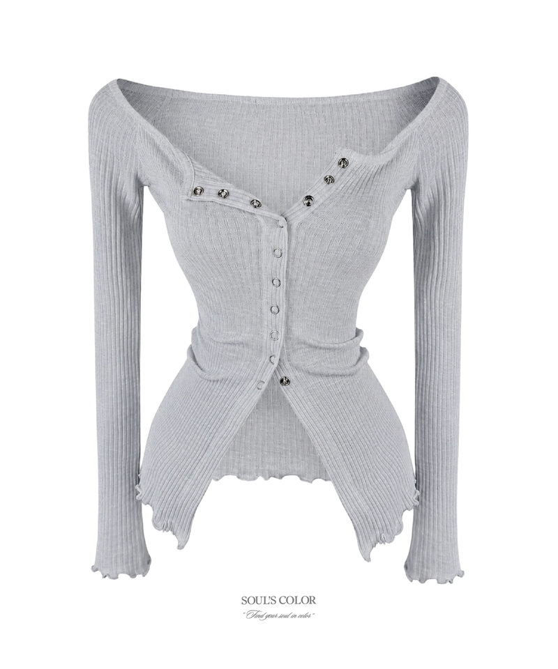 RIBBED FRILL SNAP CARDIGAN (3COLOR)