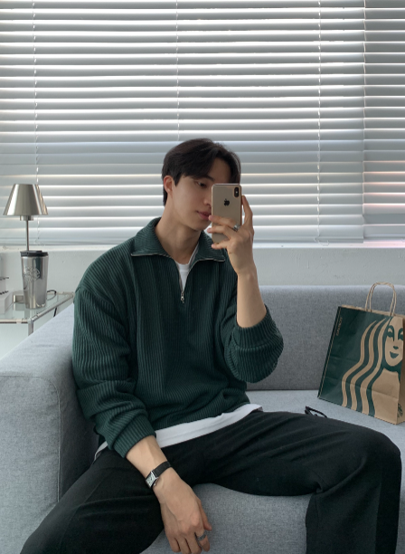Hendes Daily Ribbed Semi-Zip Up Knit