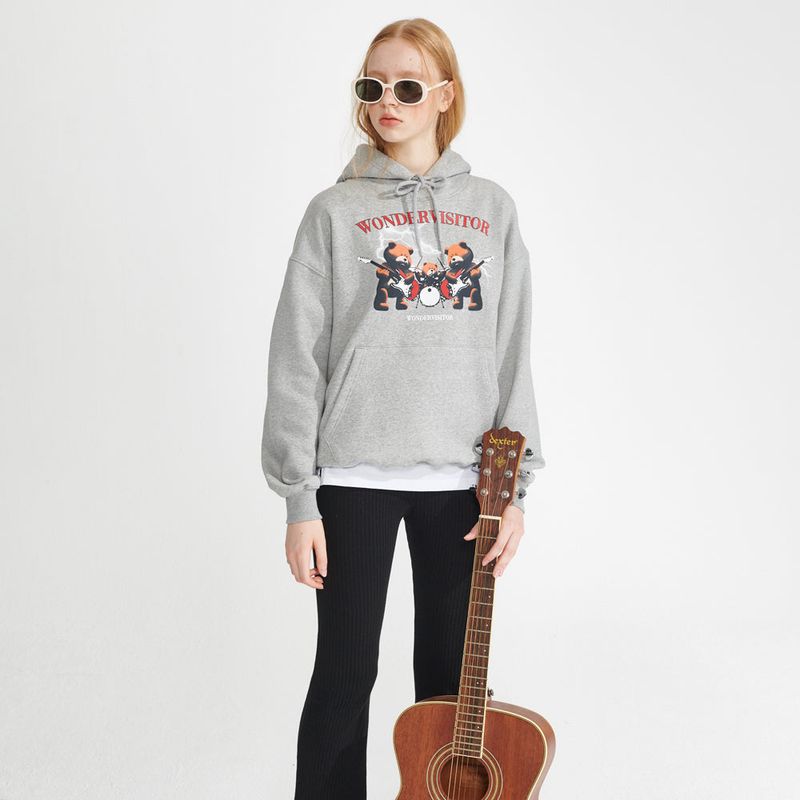 Bear Metal Hoodie [Melange grey]