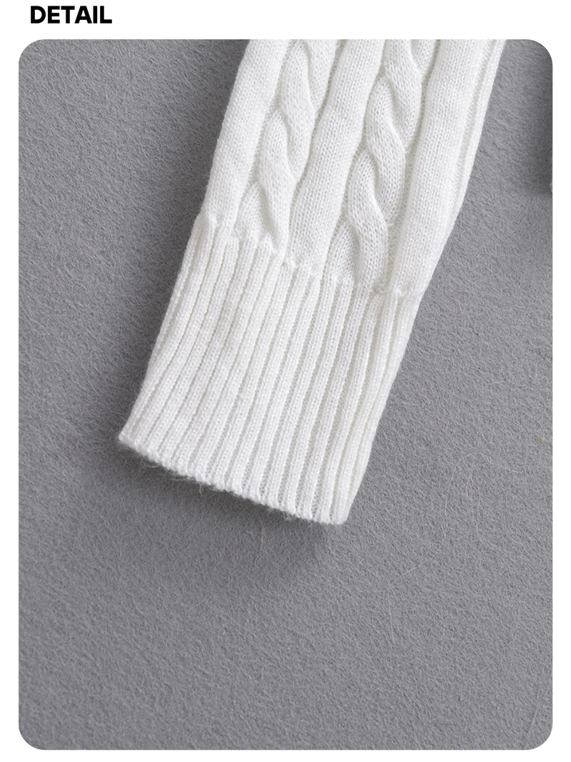 College V-neck wool twisted knitwear