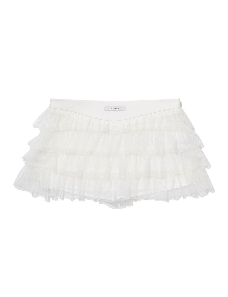 DOT MESH CANCAN SKIRT(IVORY)