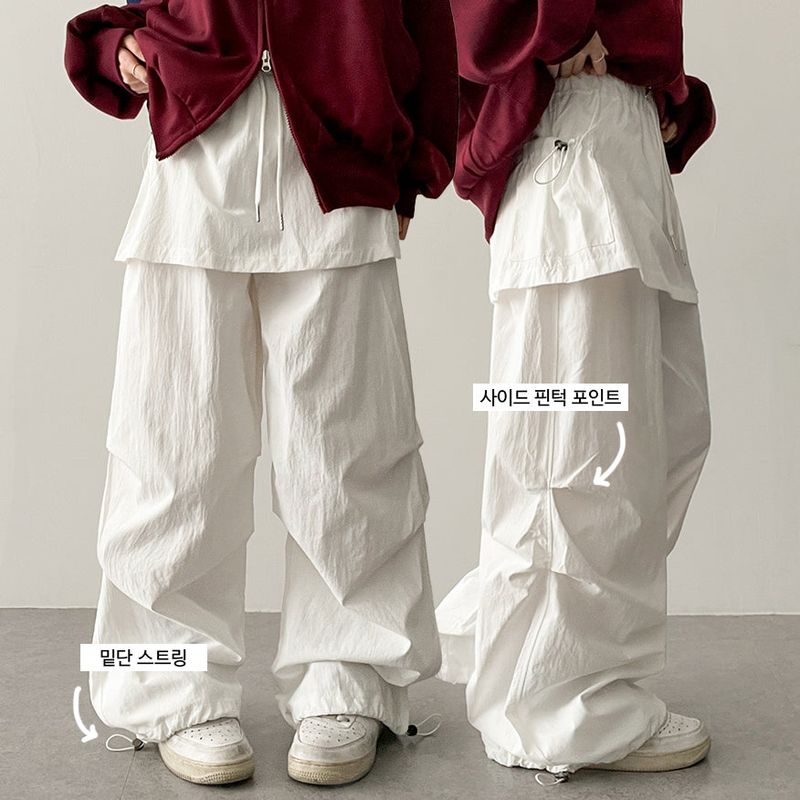 Log banding layered pocket skirt pants