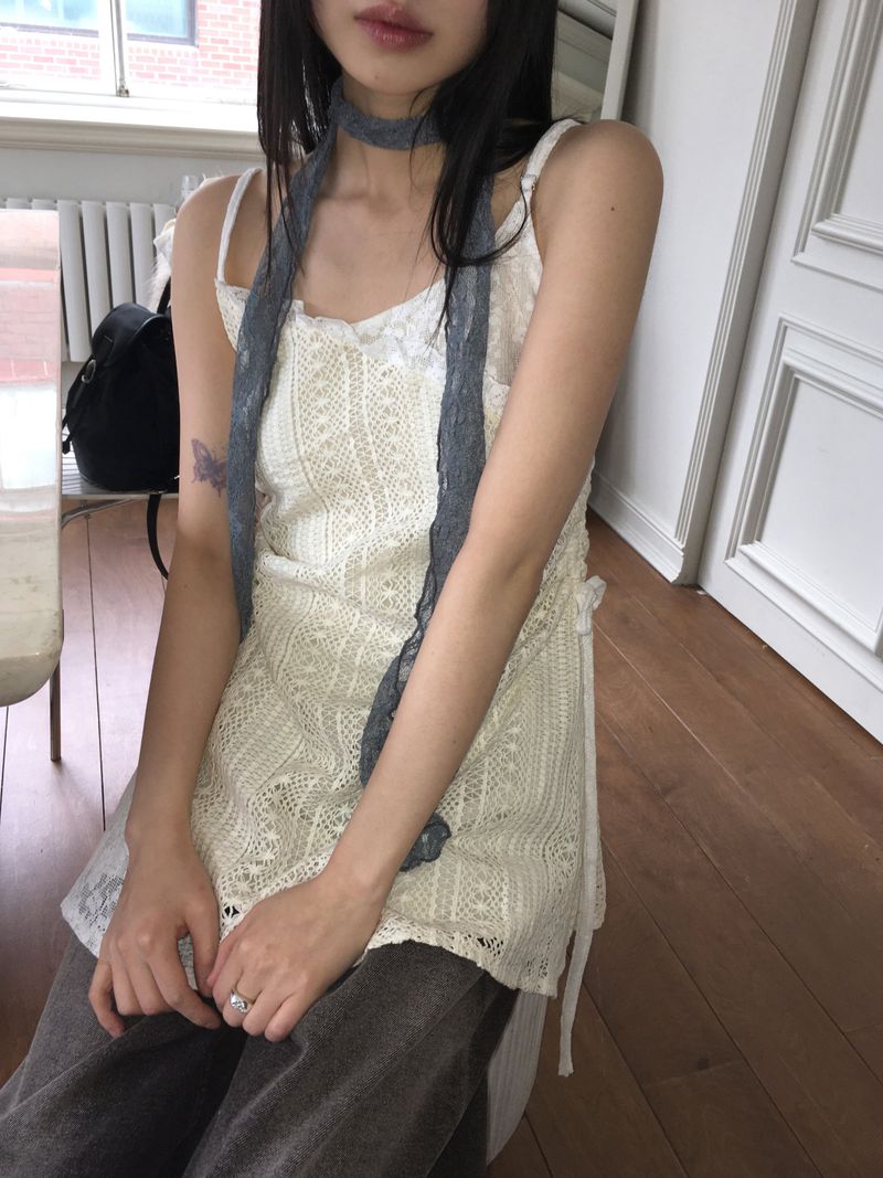 WONDER WONDER（ワンダーワンダー）の「Neuron string lace color layered mini dress（Dresses）」