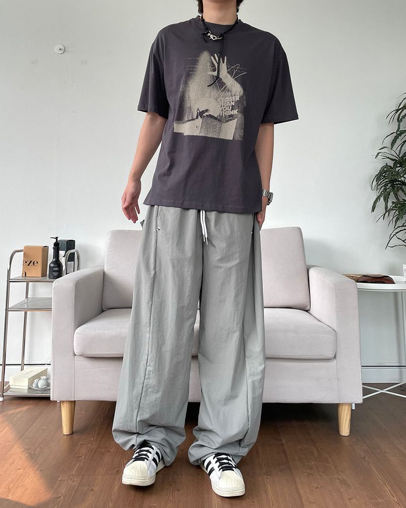 Side Snap Nylon Balloon Pants
