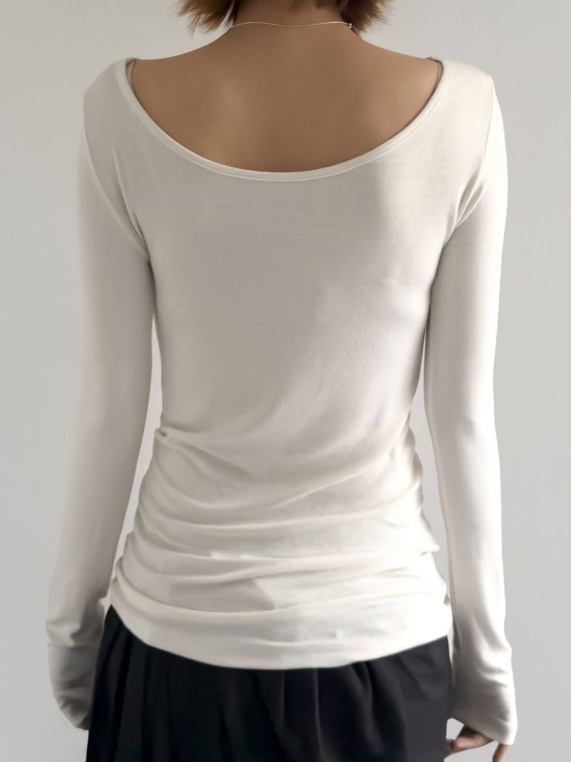 [prts made] ソフトタッチボートネックロングスリーブTシャツ (cream ivory, black 2colors)