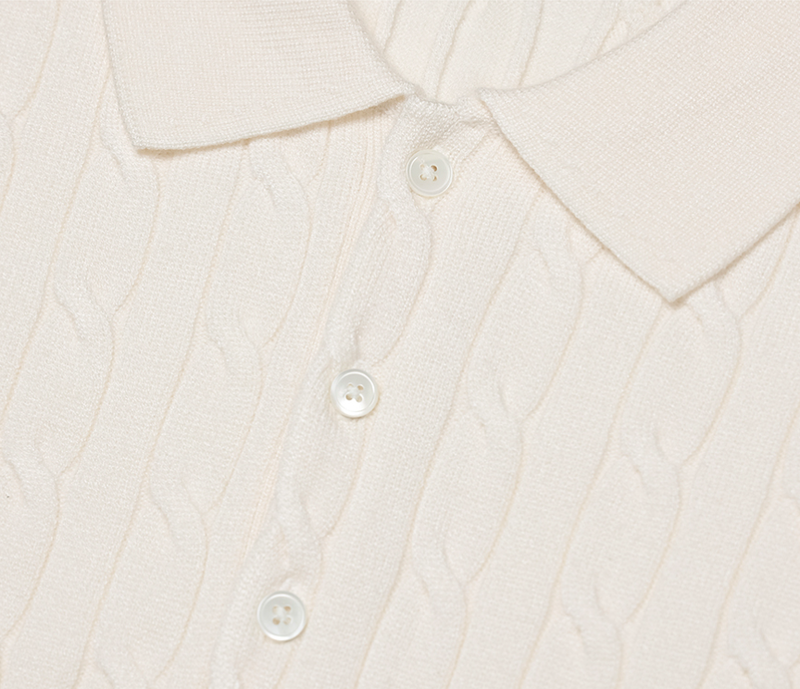 nade Cable Collar Button Standard Knit