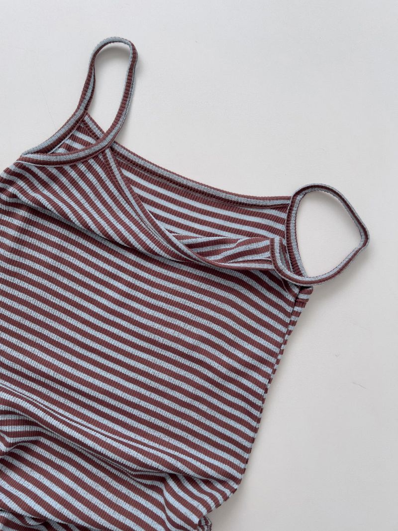 Stripe Long Sleeveless One Piece