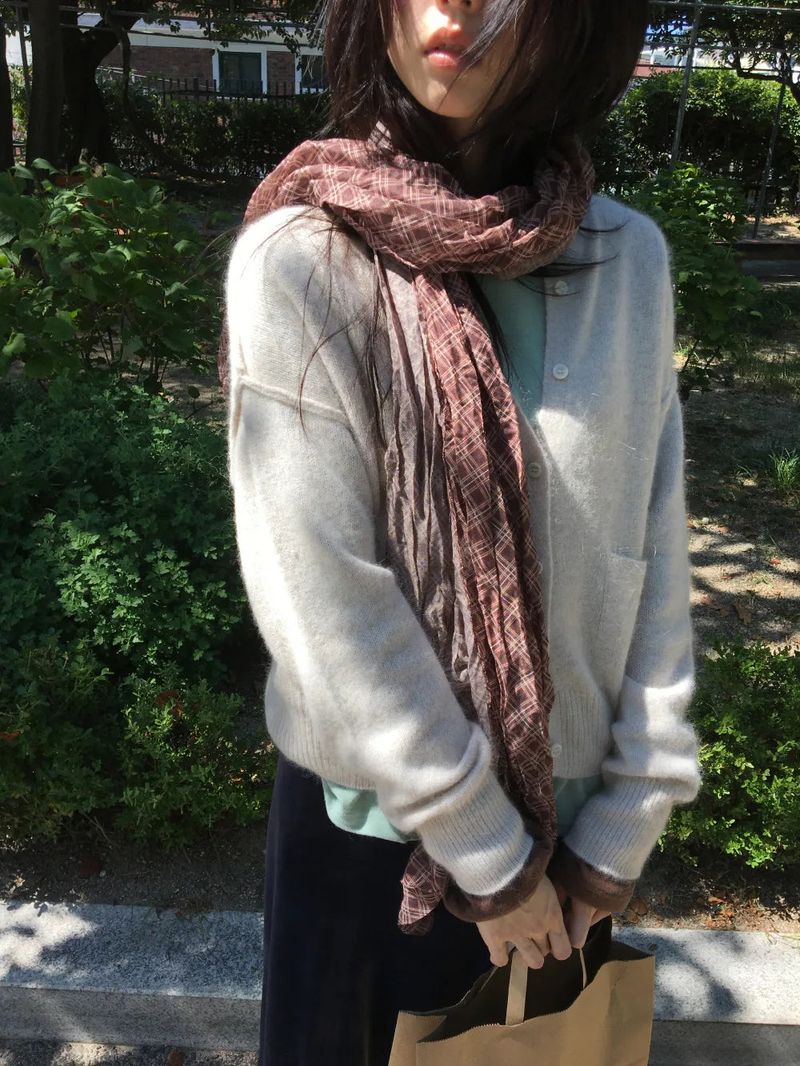 Kiki Pleated Check Scarf (2color)