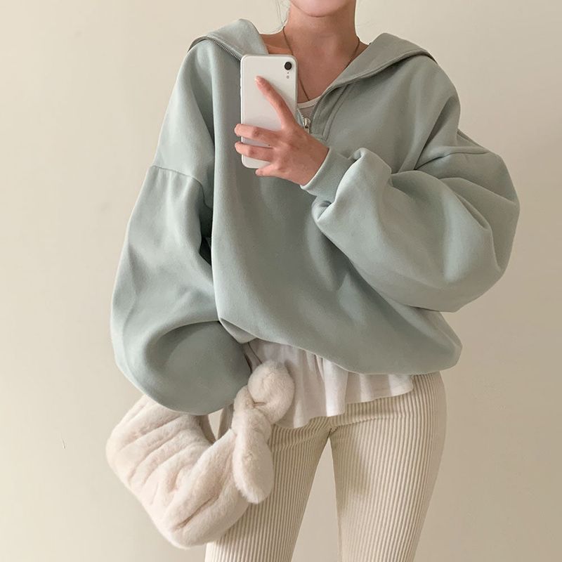BEIDELLI（ベイデリー）の「[BELLIDE MADE] Sailor Loose Fit Double-Sided Raised Half Zip-Up Sweat（Tops）」