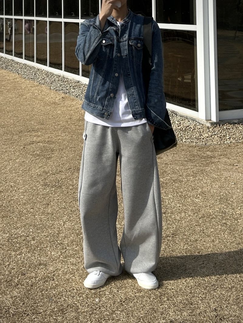 ONE SIDE SNAP BUTTON SWEAT PANTS