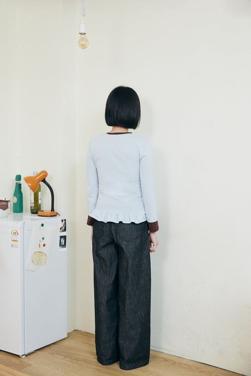 Layered frill T-shirt / Blue