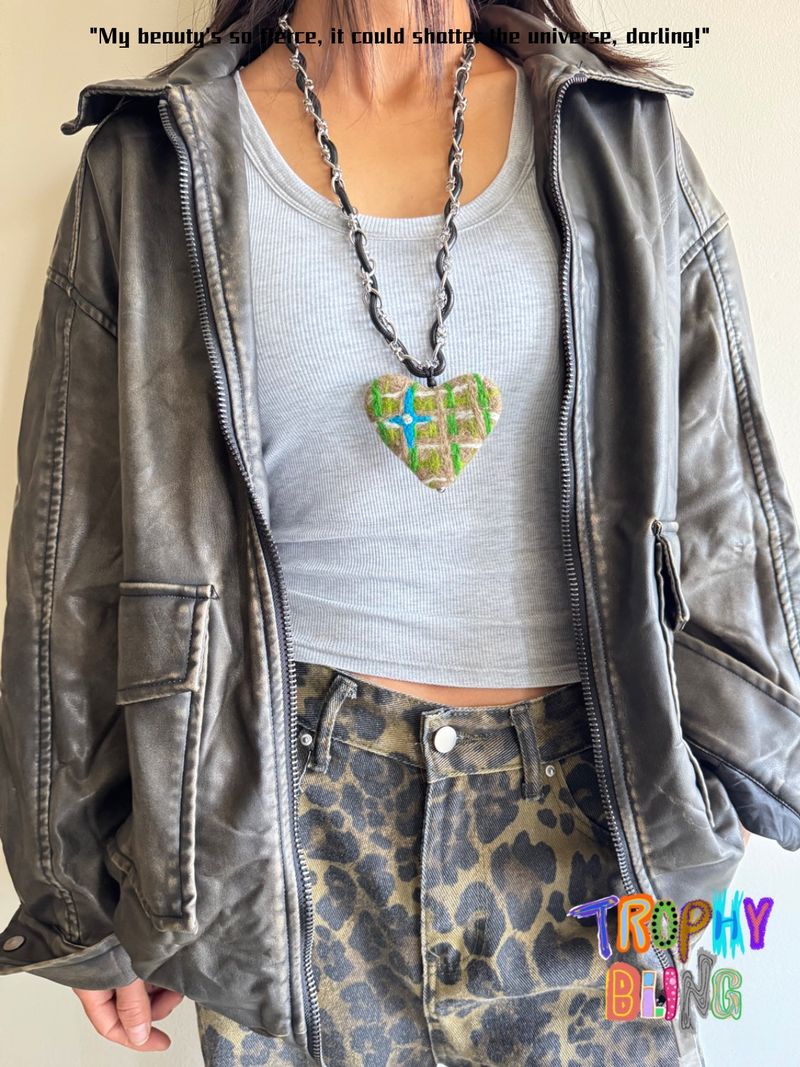 Felt Heart Long Chain Necklace