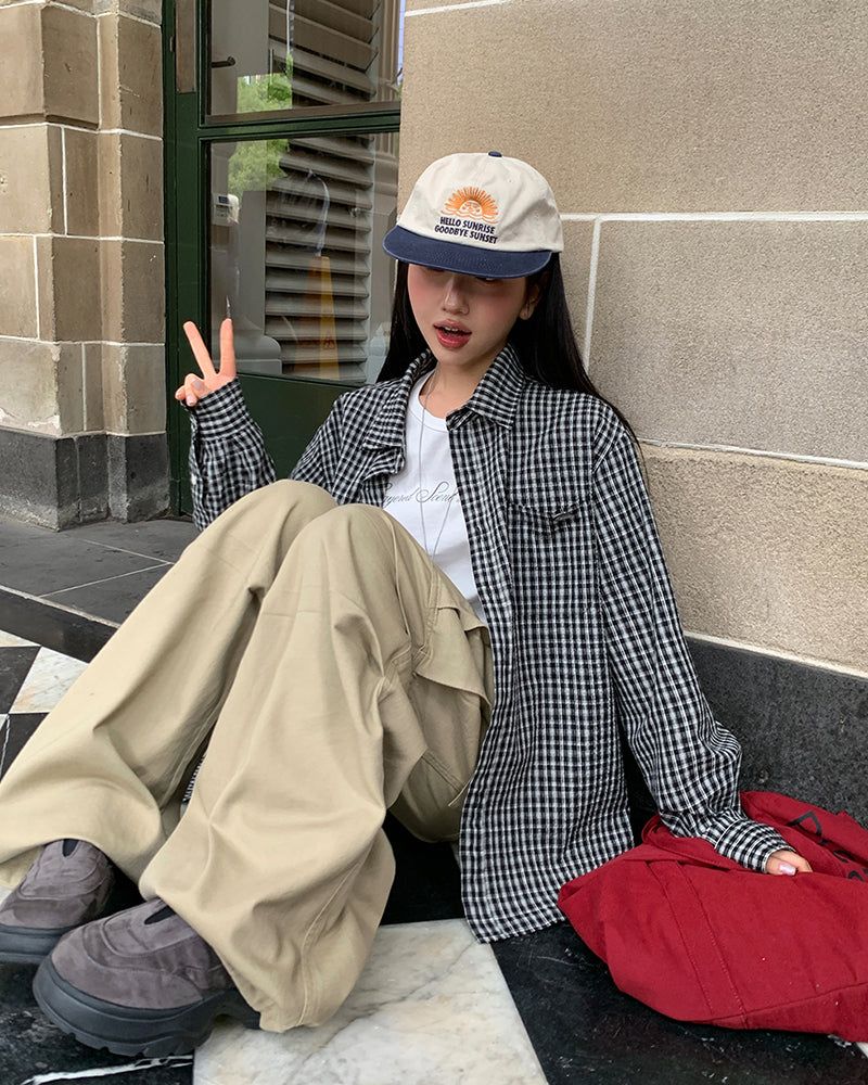 [ORIGINAL] Burnett Seersucker Check Oversized Shirt