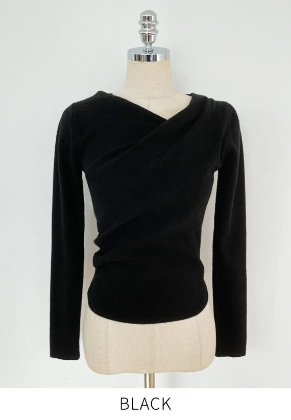 Delo Shirring Unbalanced Drape Knit