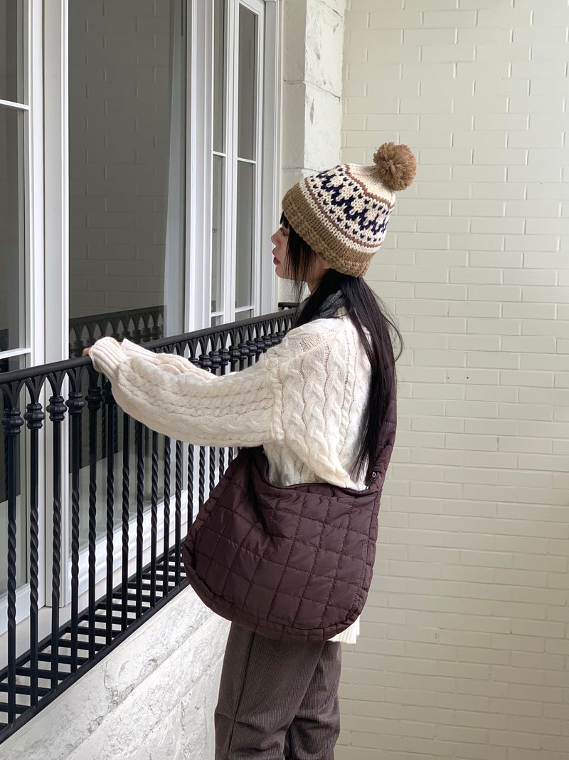 Kuning Vintage Nordic Drop Knit Beanie