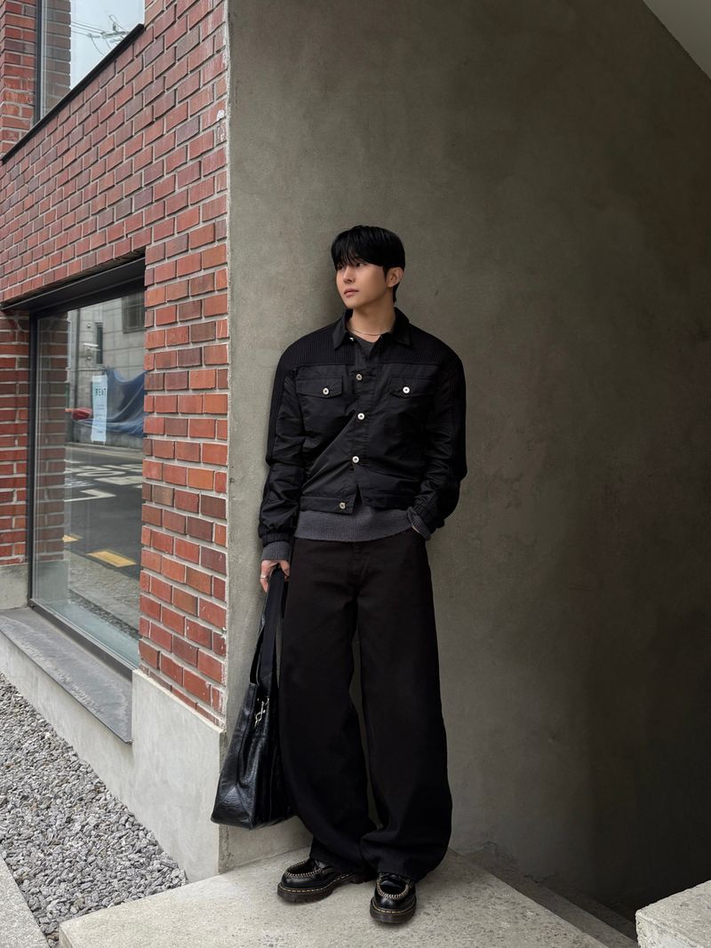 Loin trucker cropped knit jacket
