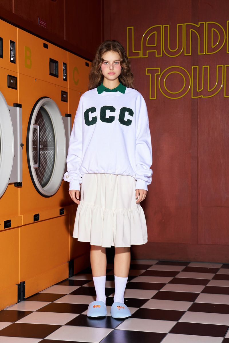 CCC Green Patch Sweatshirt / White [Unisex]