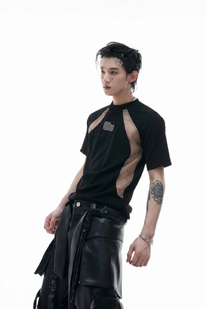 Colorblock Textured Fitted Tee