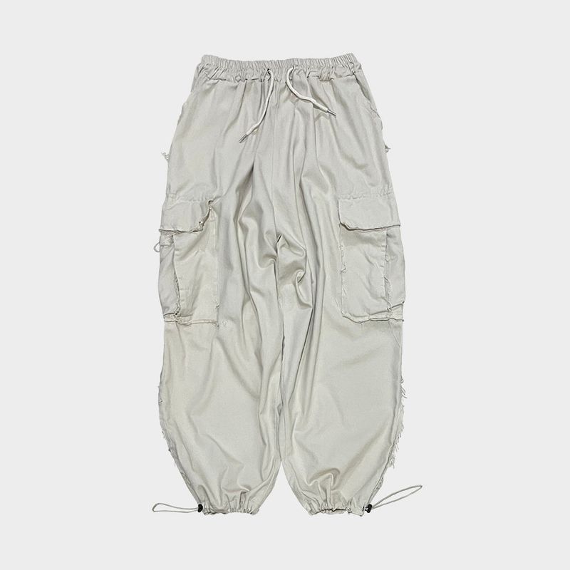 grunge wide cargo pants_lightbeige